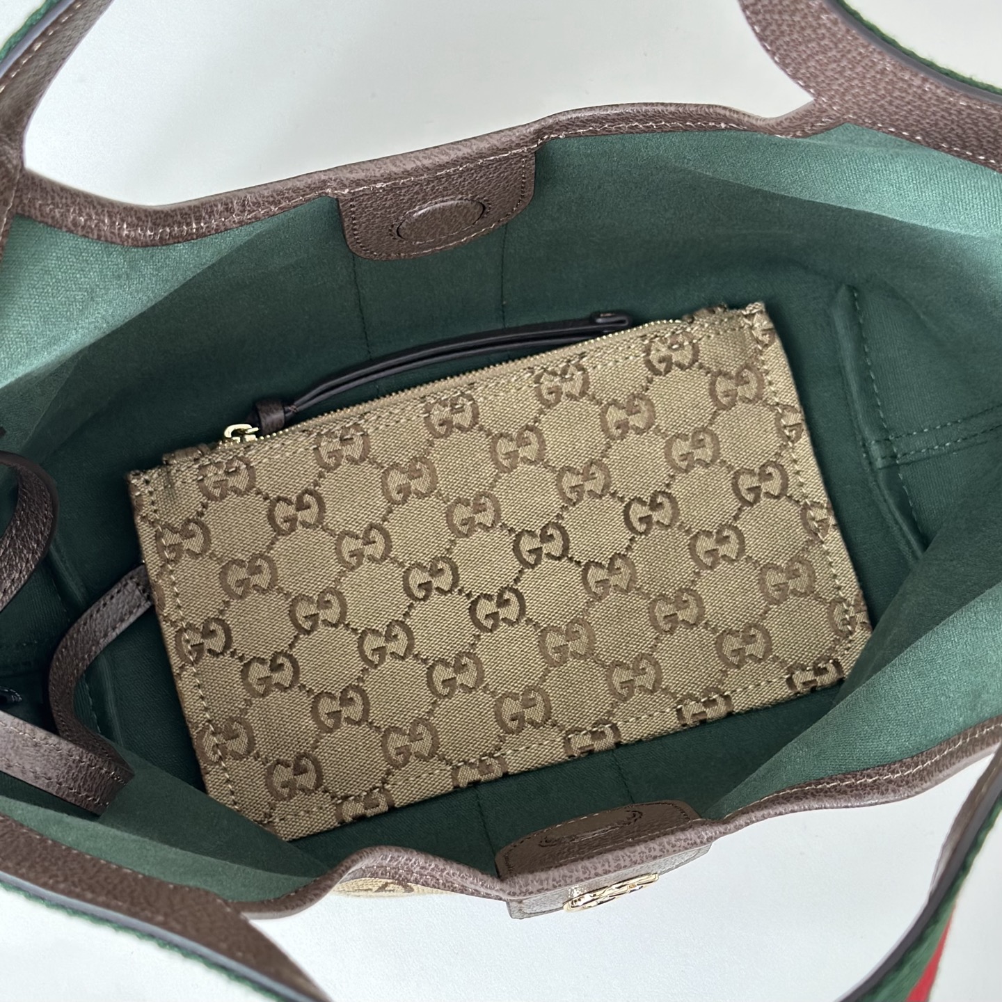 Gv*c*i Giglio Small Tote Bag In Beige And Brown GG Canvas-25*20*15CM
