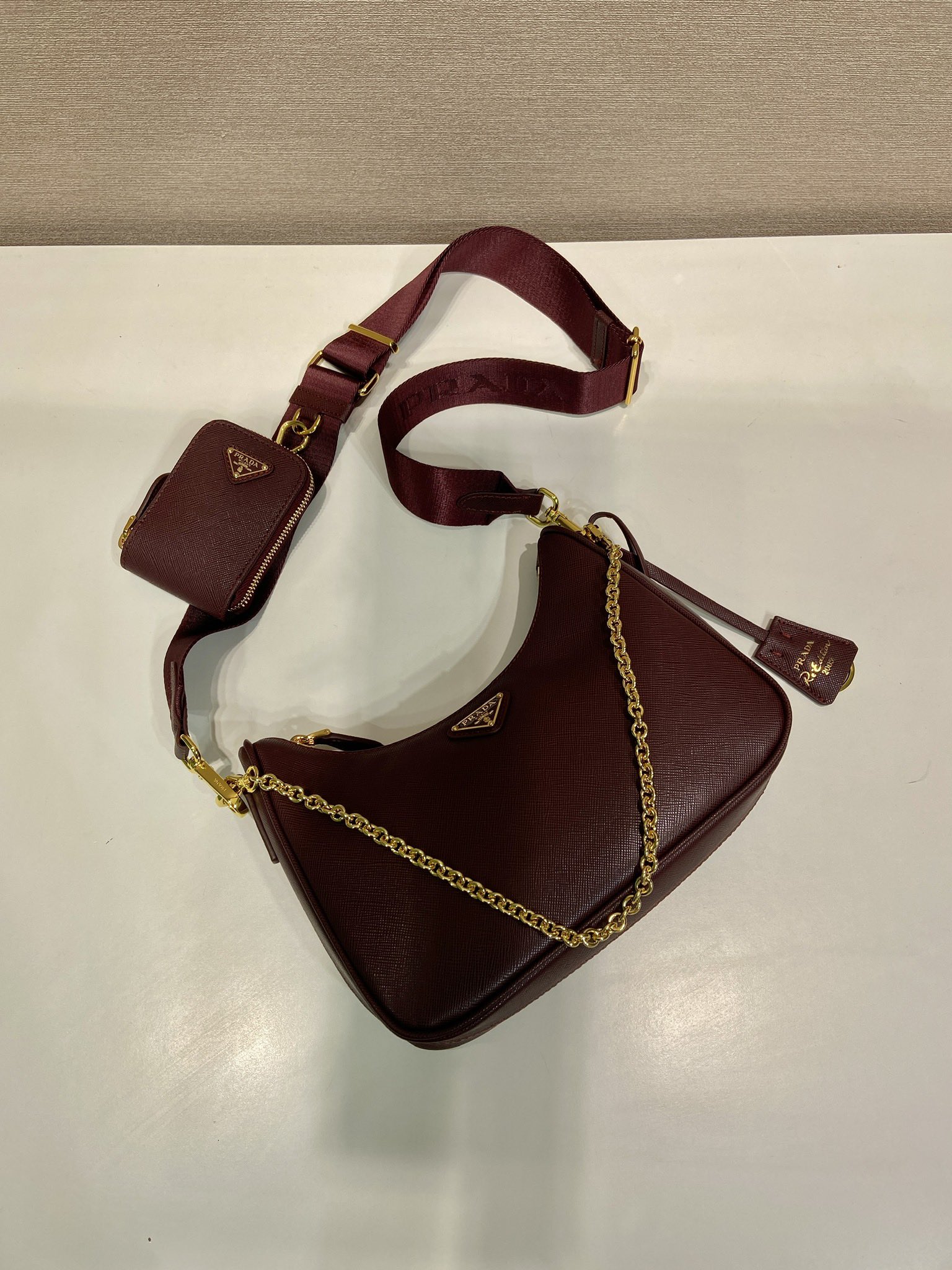 Pra*a nylon hobo bag-1bh204-22*12*6cm