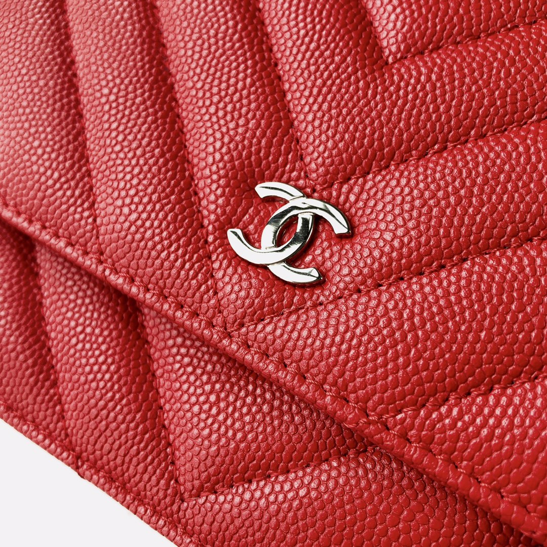 Ch@nel Wallet On Chain-Silver Hardware-19*12*3.5CM