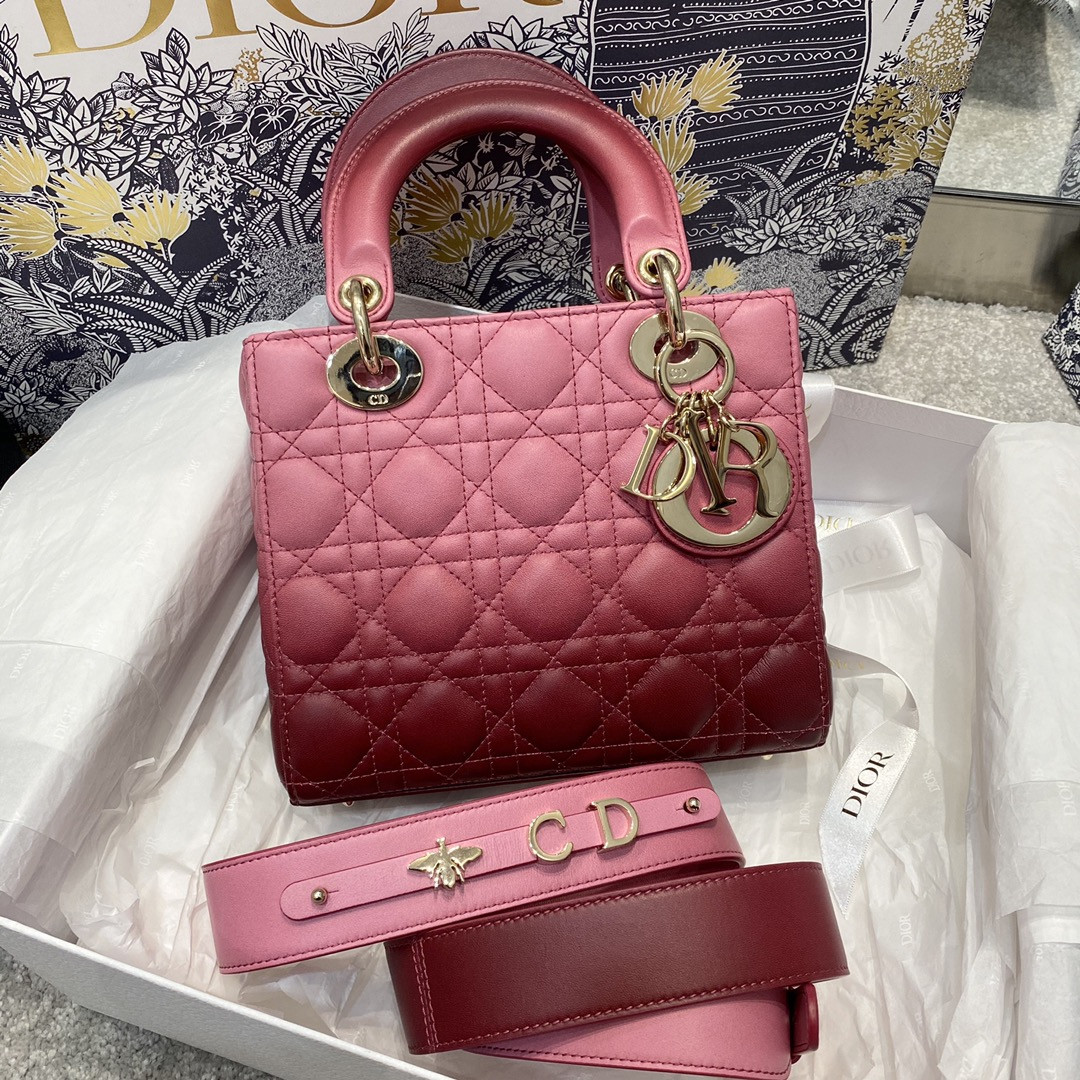 lady D*or bag-gold hardware-20*16.5*8cm