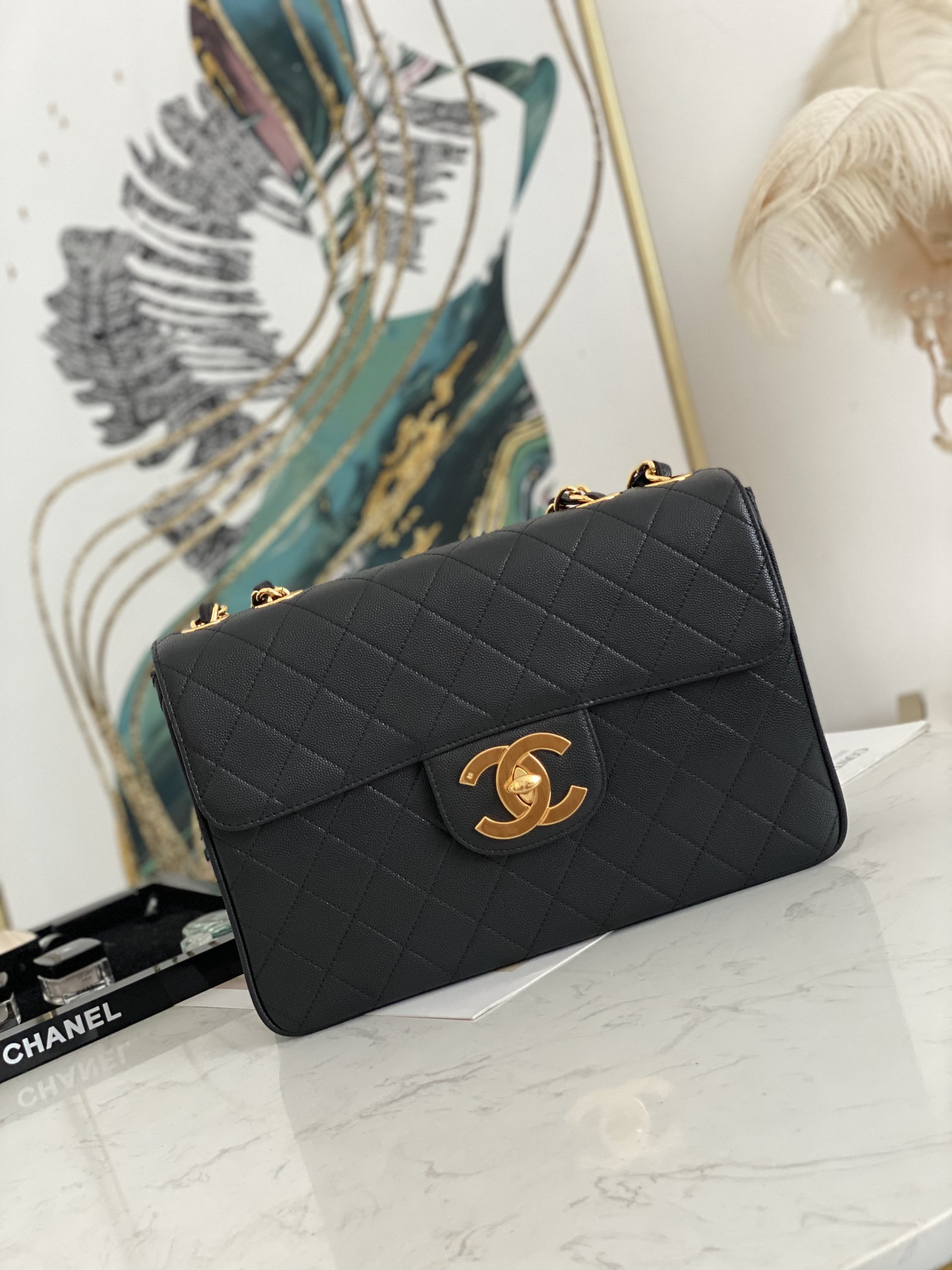 Ch@nel 2021 Flap Bag-Caviar-30*21*8CM