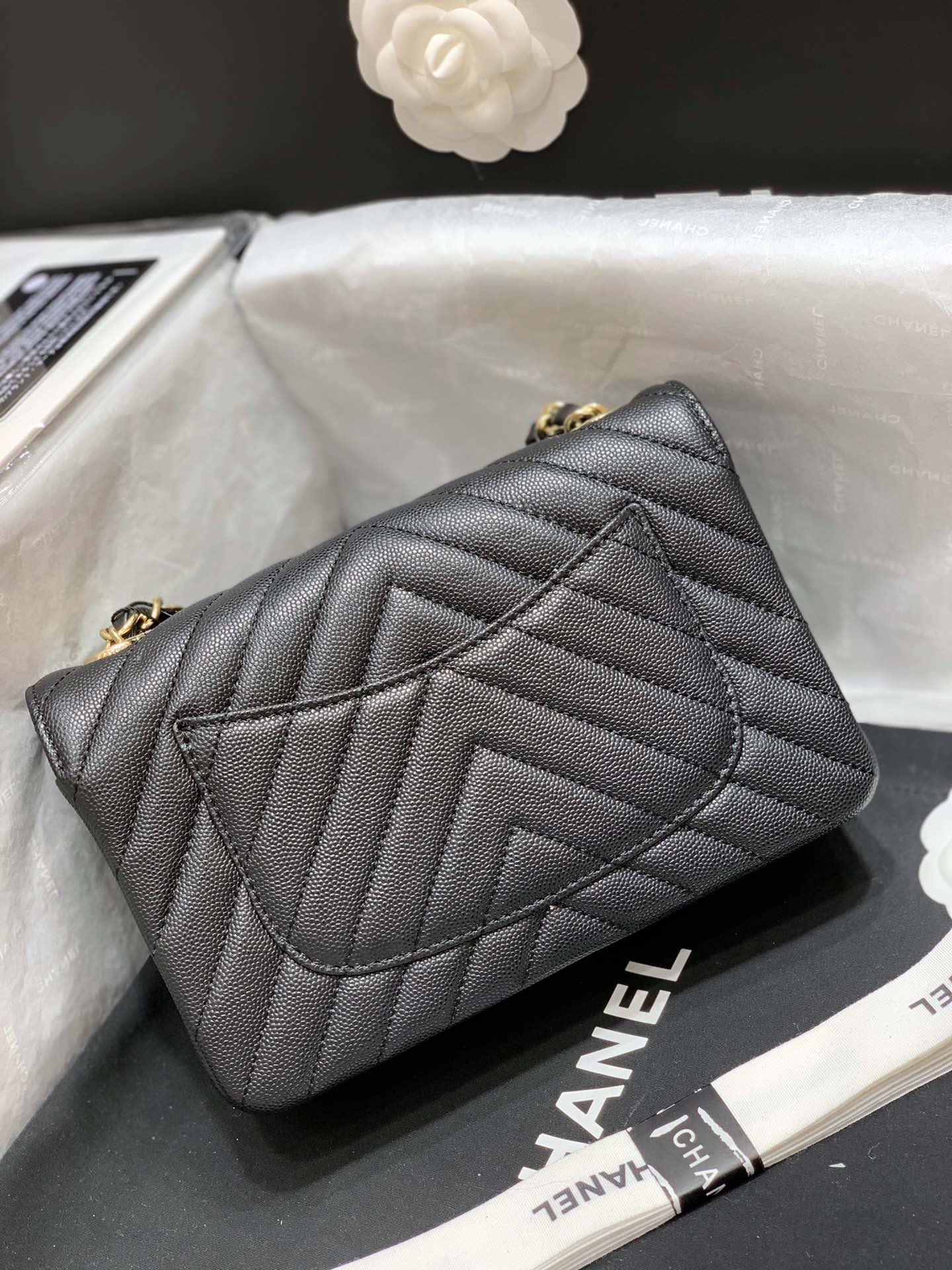 Ch@nel Flap Bag-Caviar-Gold Hardware-20CM