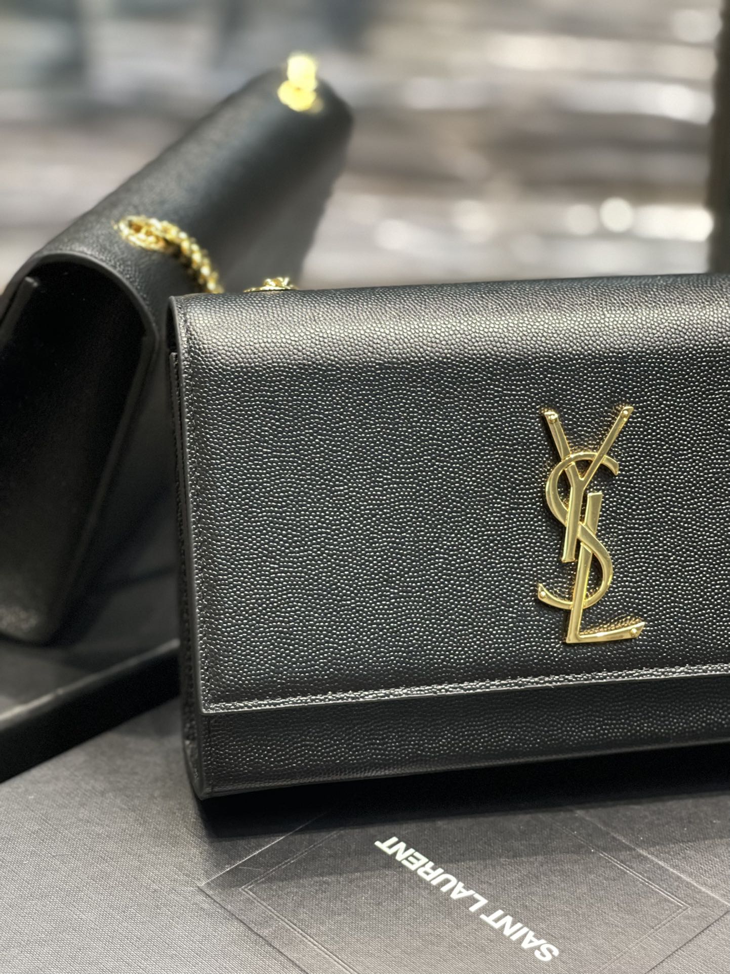 Y*L medium in grain de pouder embossed leather-24*14.5*5.5cm
