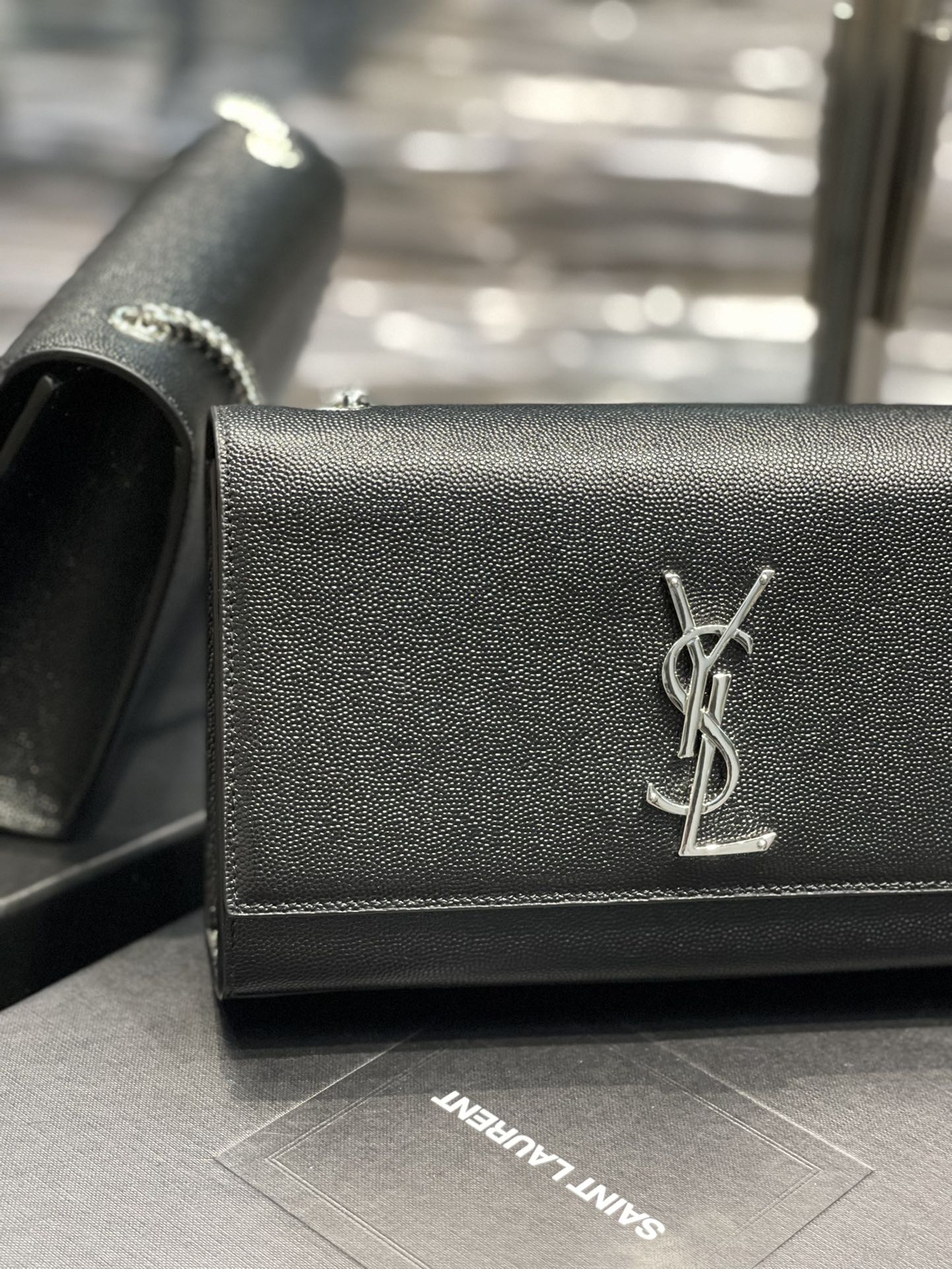 Y*L medium in grain de pouder embossed leather-24*14.5*5.5cm