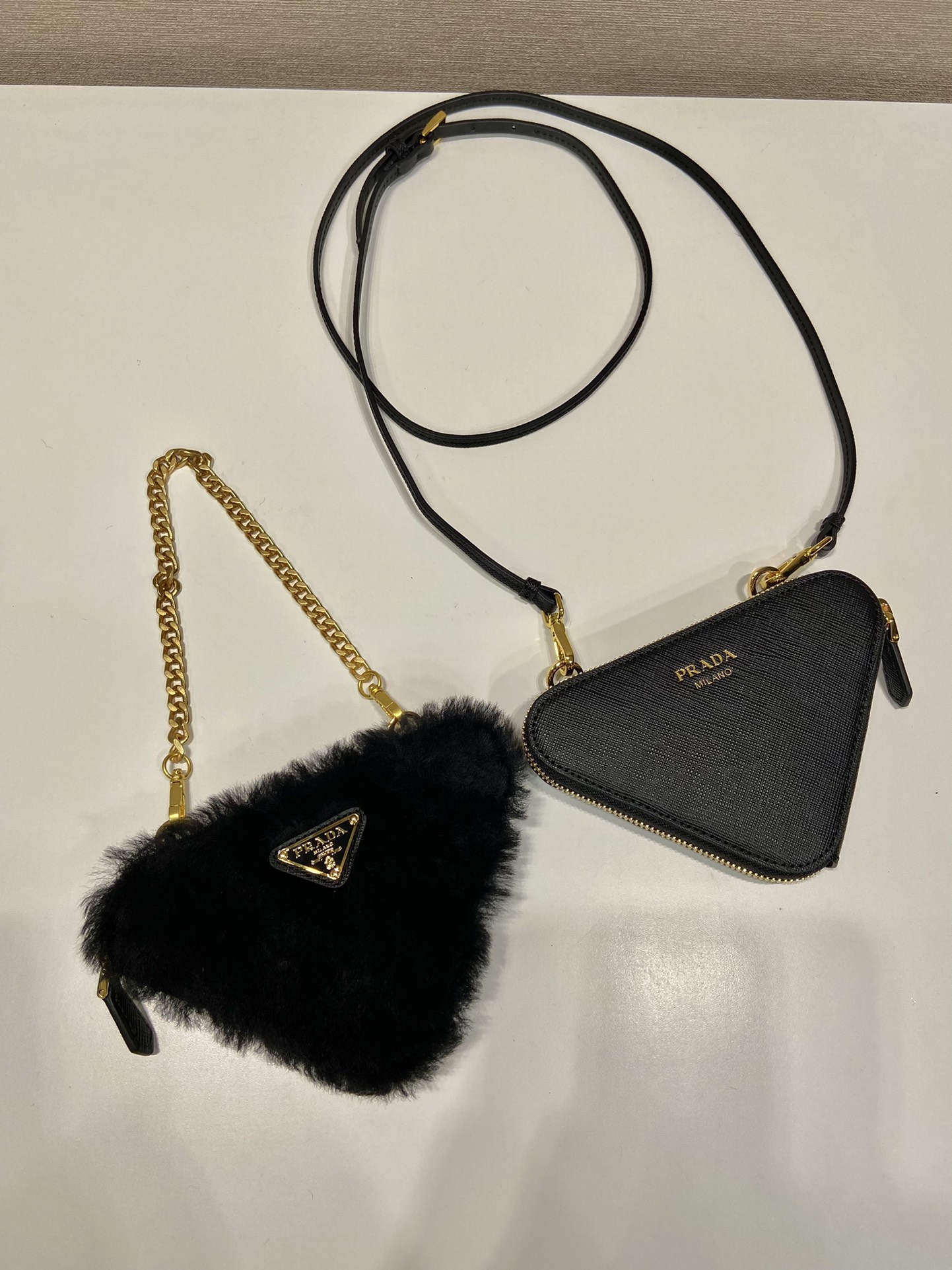 Pra*a 1nr015 double triangle bag -15*10*5cm
