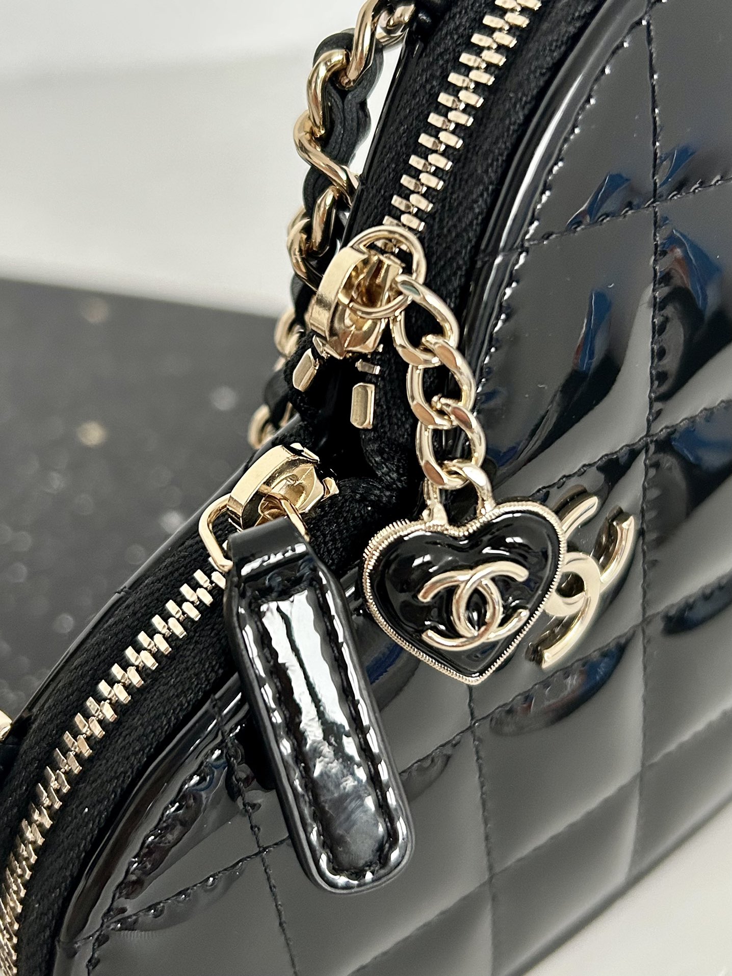 Ch@nel Love Patent Leather Twin Bag-13.3*15*2CM
