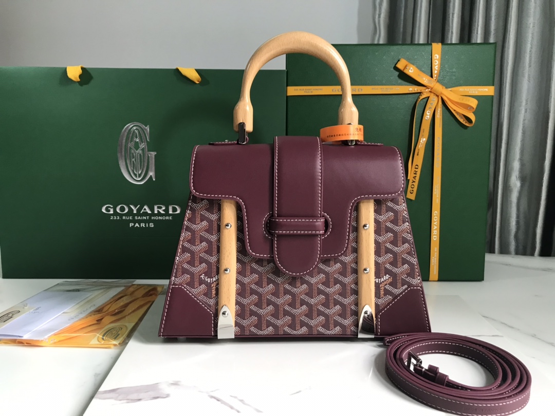 Go*ard coated canvas and leather saigon top handle bag-28×20×12cm