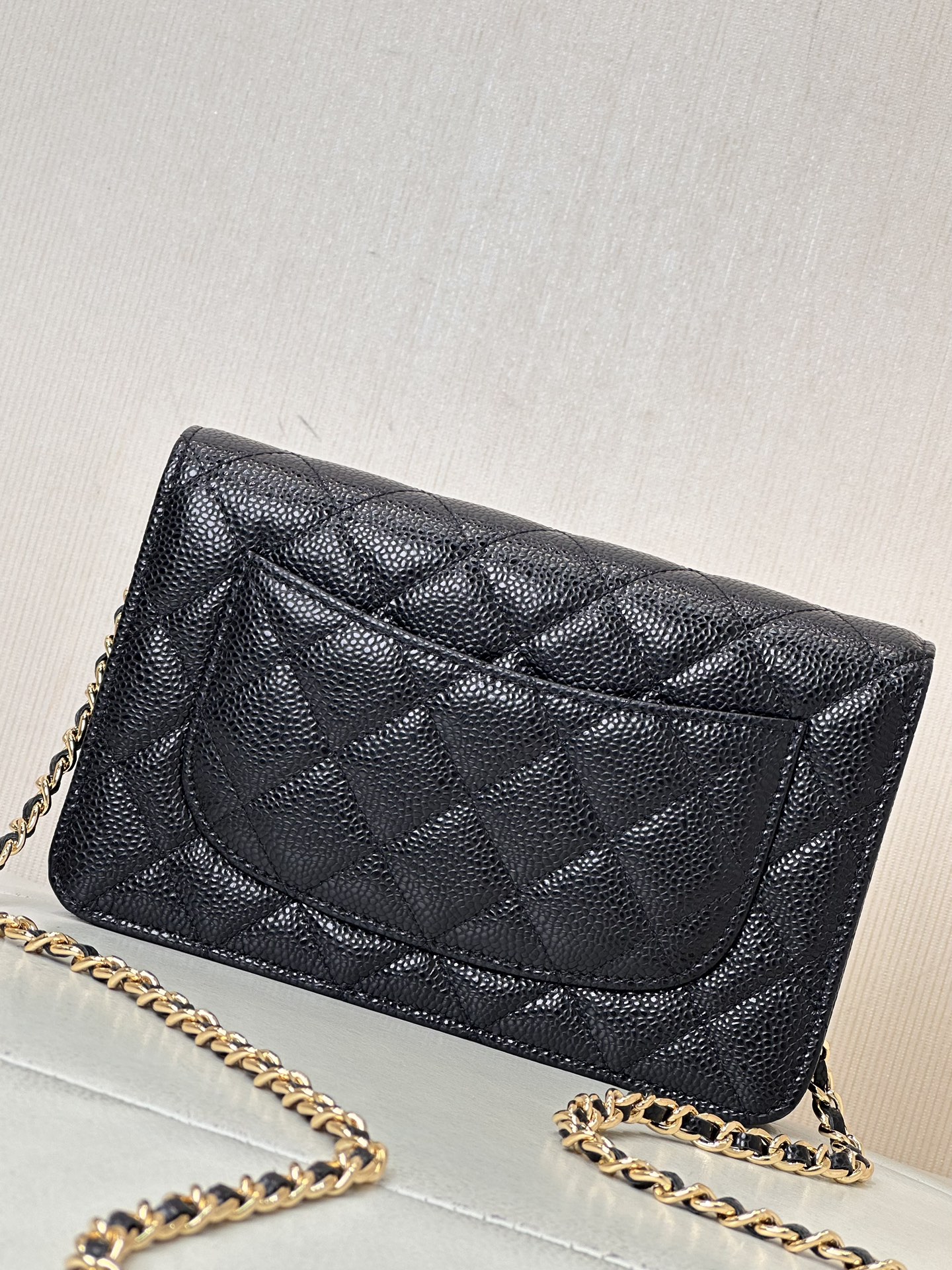 Ch@nel Wallet On Chain-Caviar Leather-Gold Hardware-19*12*3.5CM
