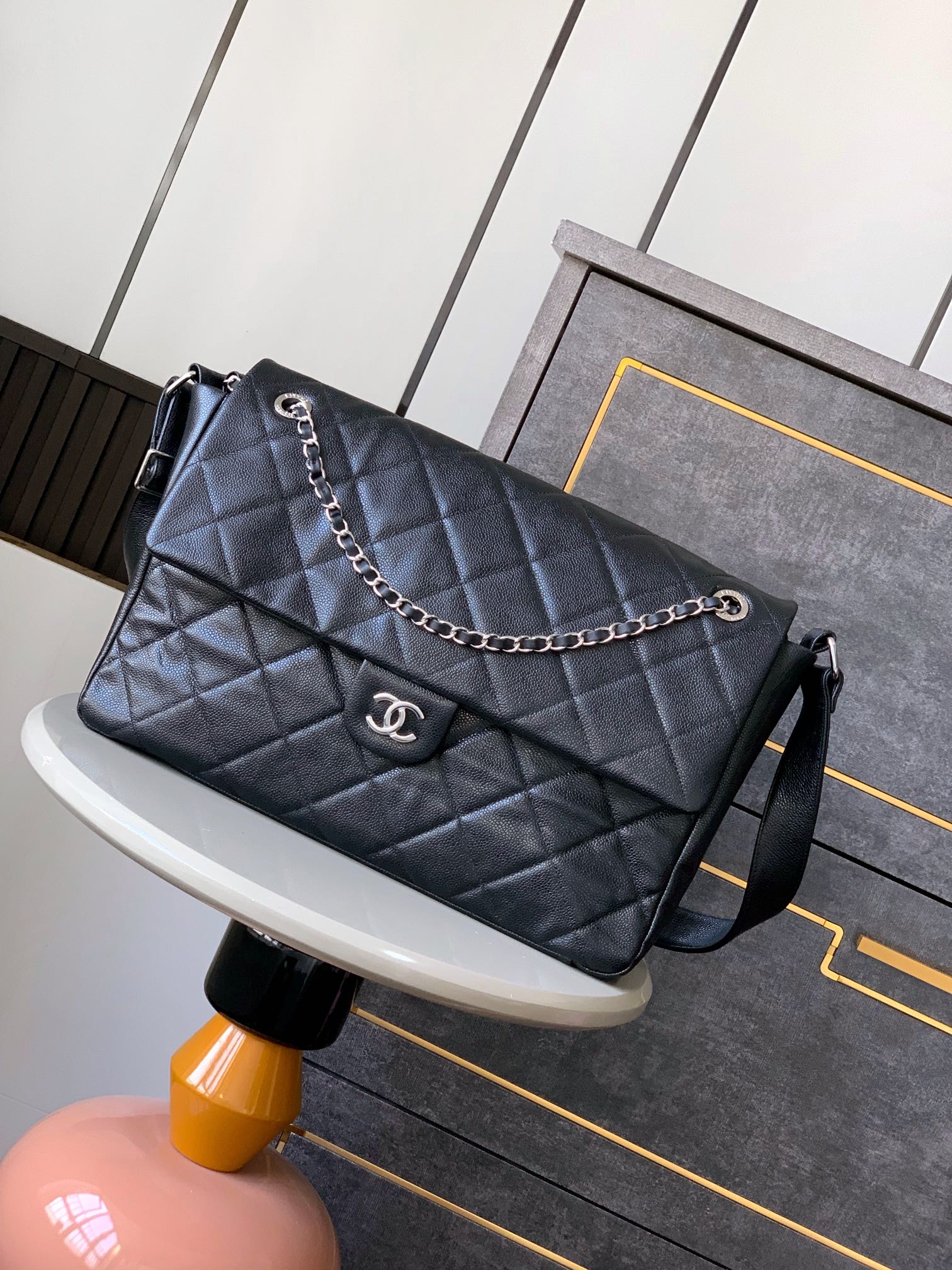Ch@nel Black Cambon Large Tote-43CM
