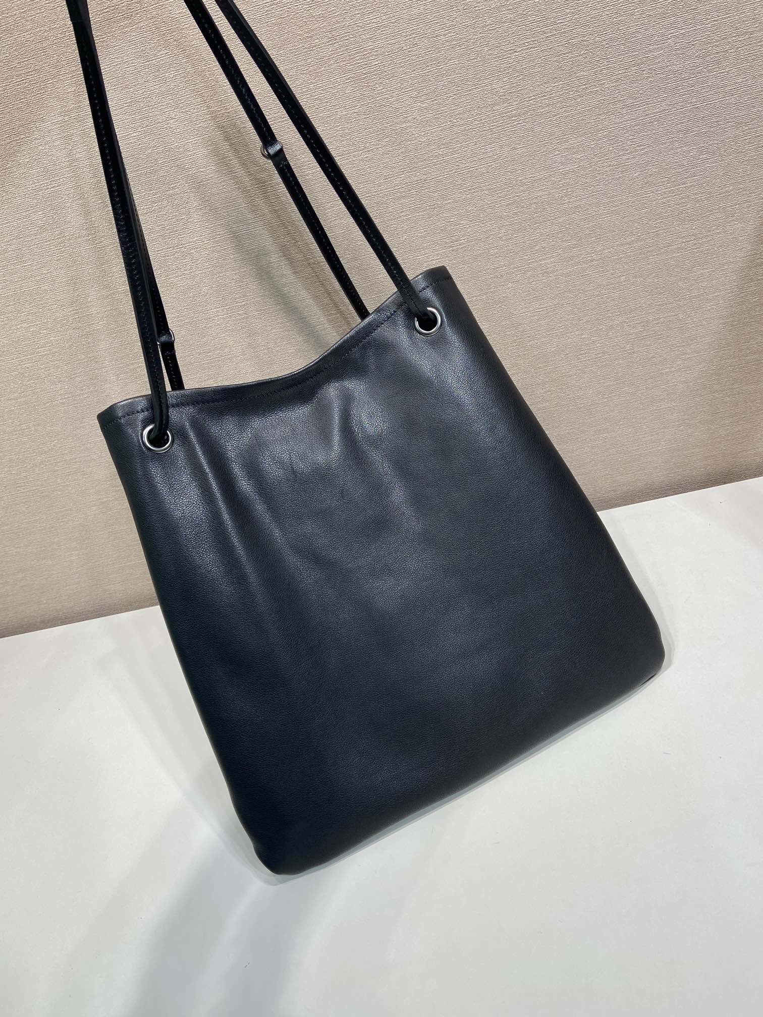 Pra*a Cocoa Brown Leather Shoulder Bag-1BC293-39*33CM