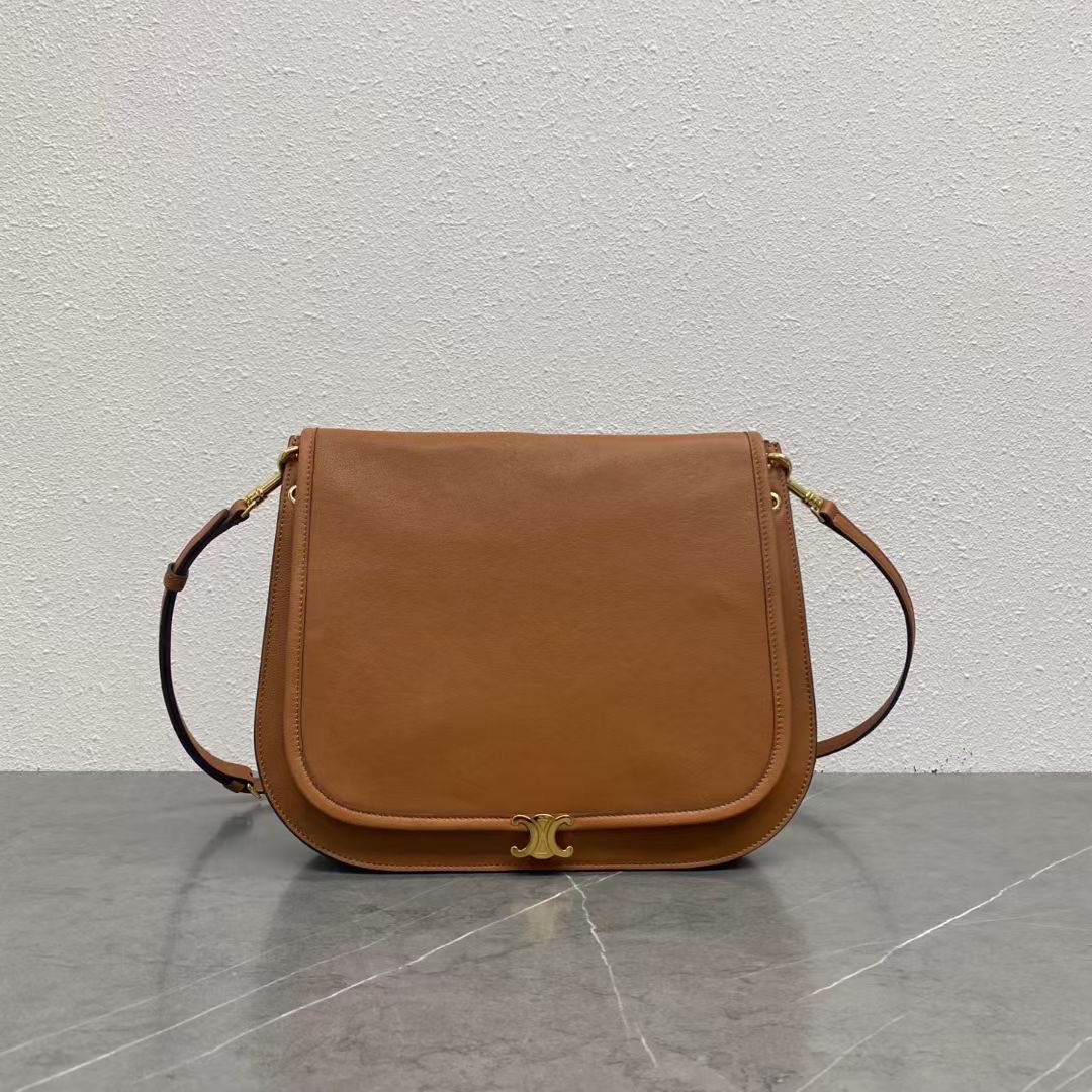 Celin* Soft Triomphe Besace Leather Shoulder Bag-32x7x27CM