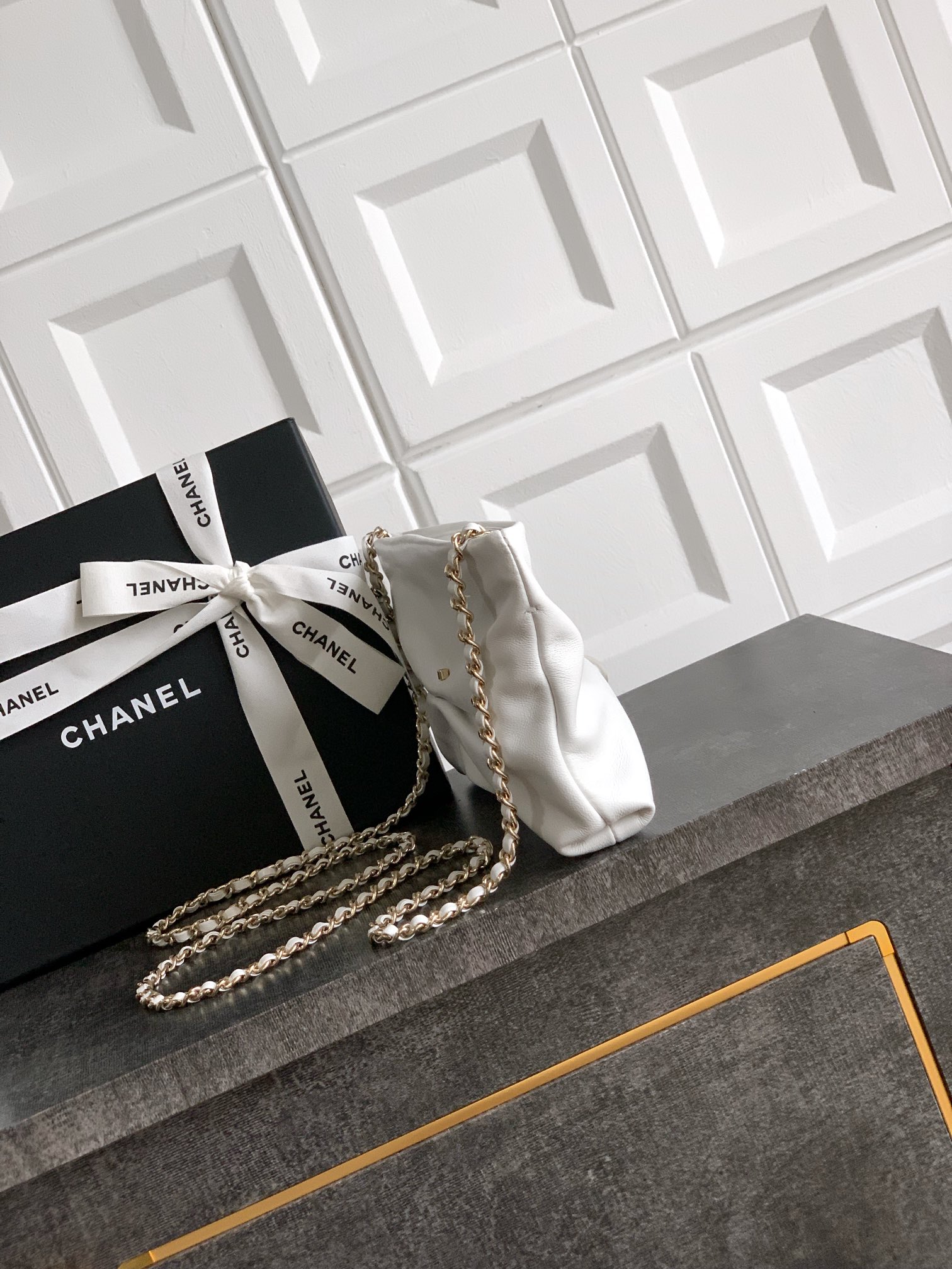 Ch@nel Clutch Bag with Chain Lambskin-14x24 x 5CM