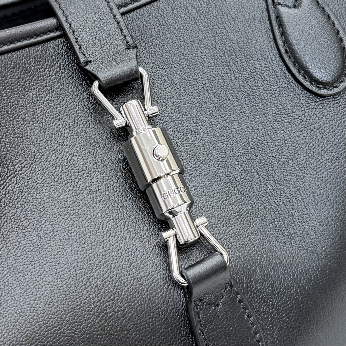 Guc*ci Jackie Medium Tote Bag In Black Leather-45*28*12CM
