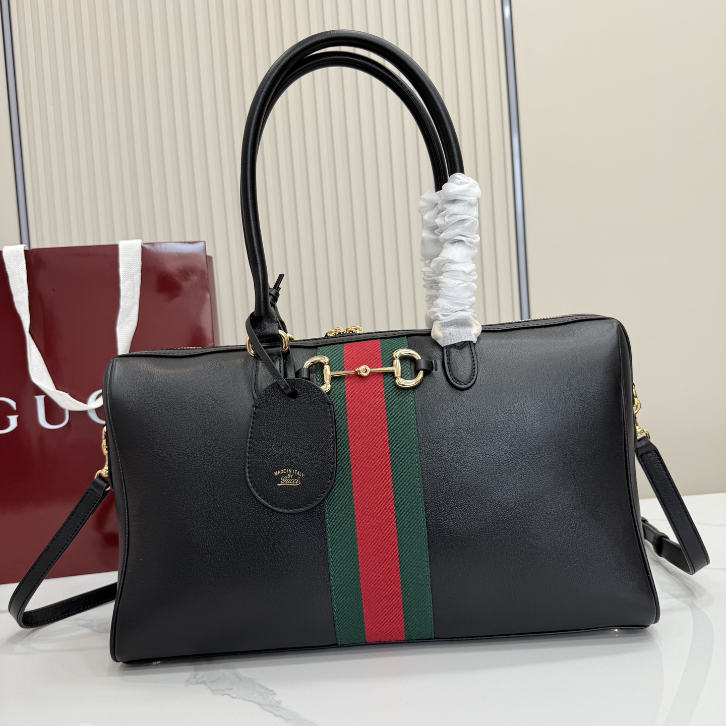 Gv*c* Borsetto Large Boston Bag In Black Leather-38.5*22.5*13CM