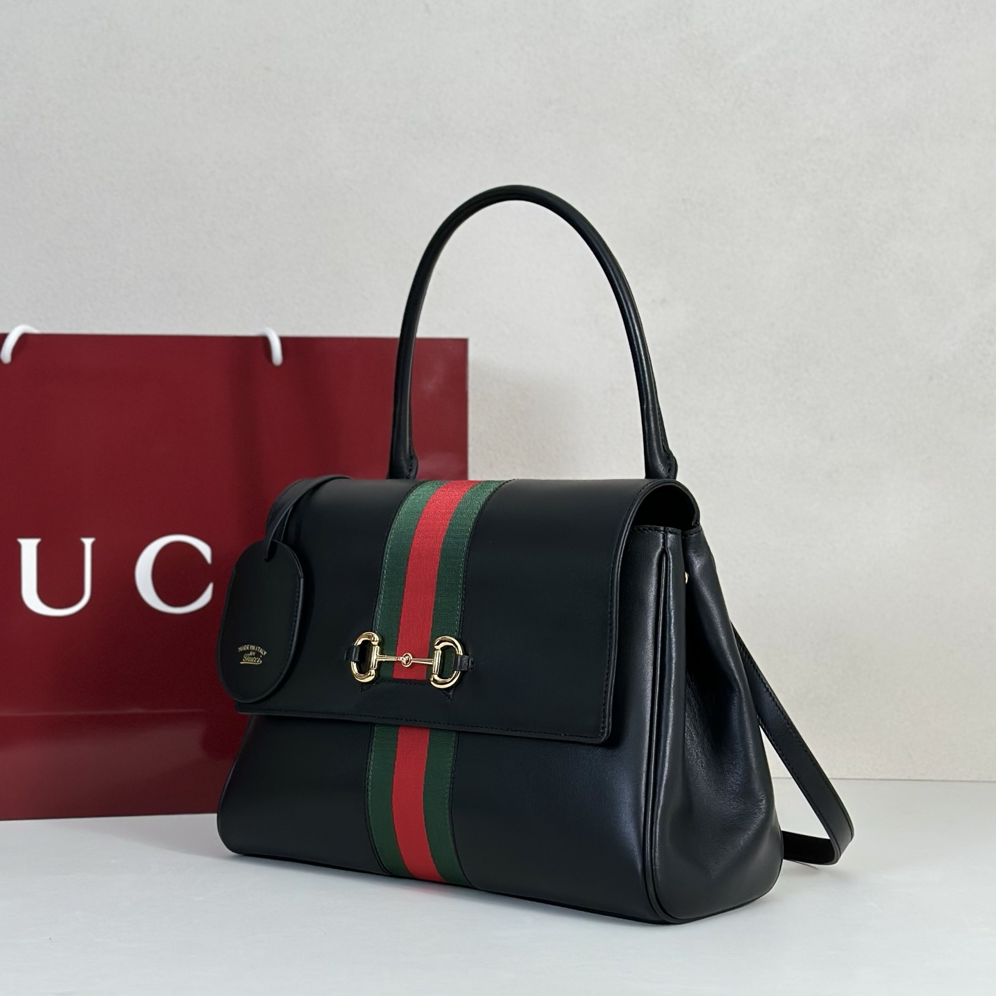 Gv*c* Paparazzo Medium Top Handle Bag In Black Leather-32*24*17CM