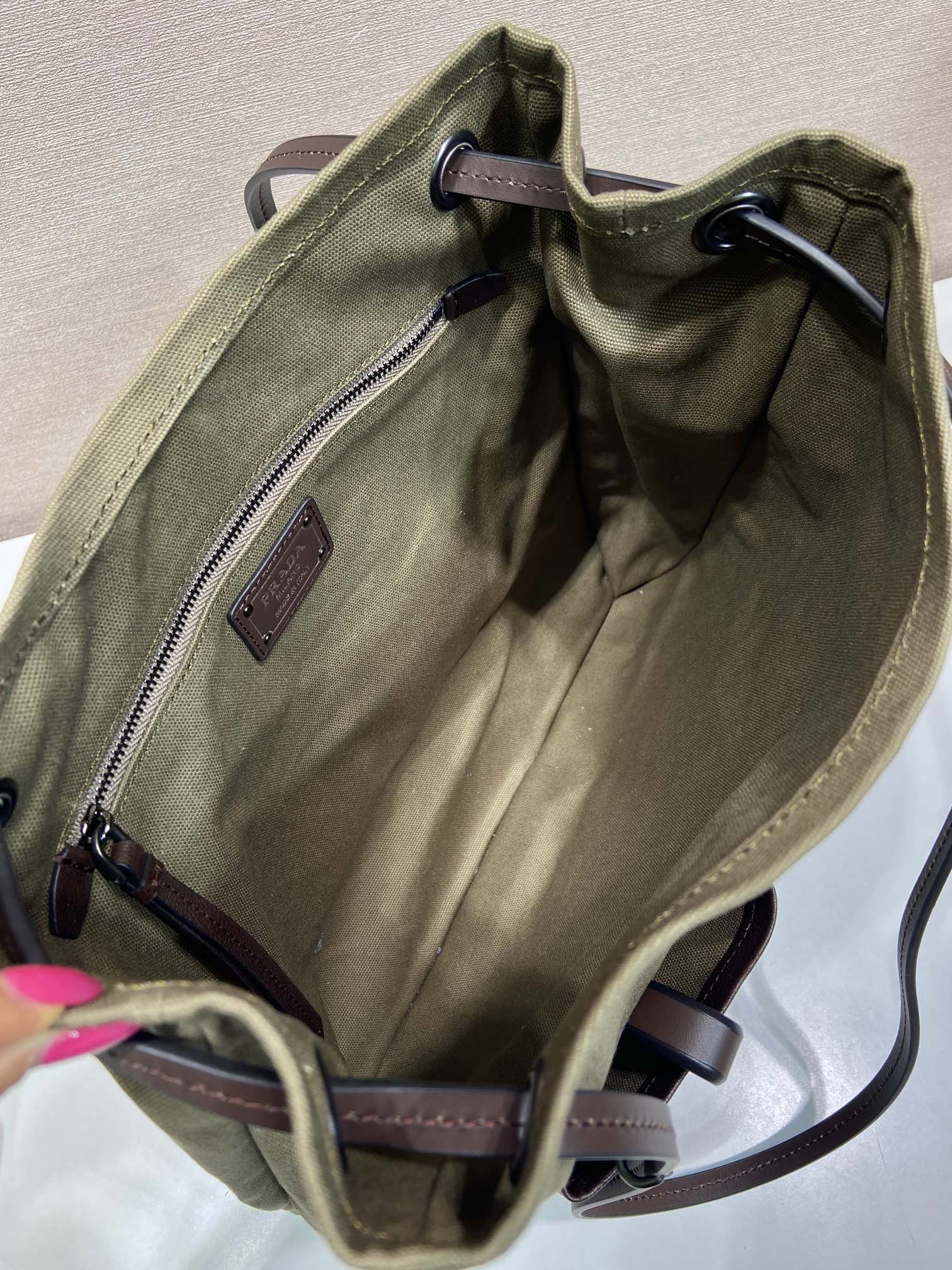 Pra*a Large Route Leather Tote Bag-1BC293-39*33CM