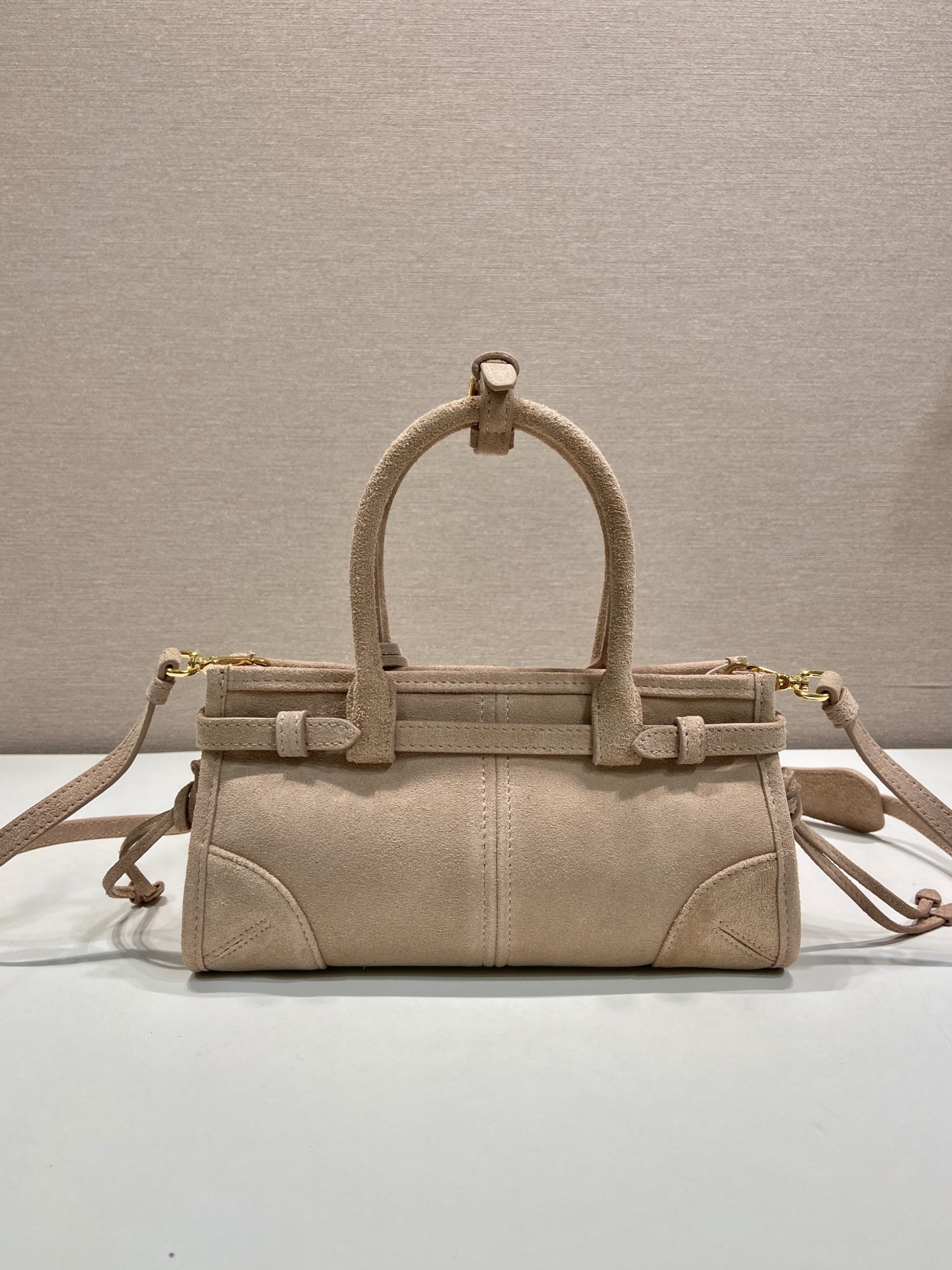 Pra*a Bonnie Suede Handbag-23.5*12*9CM