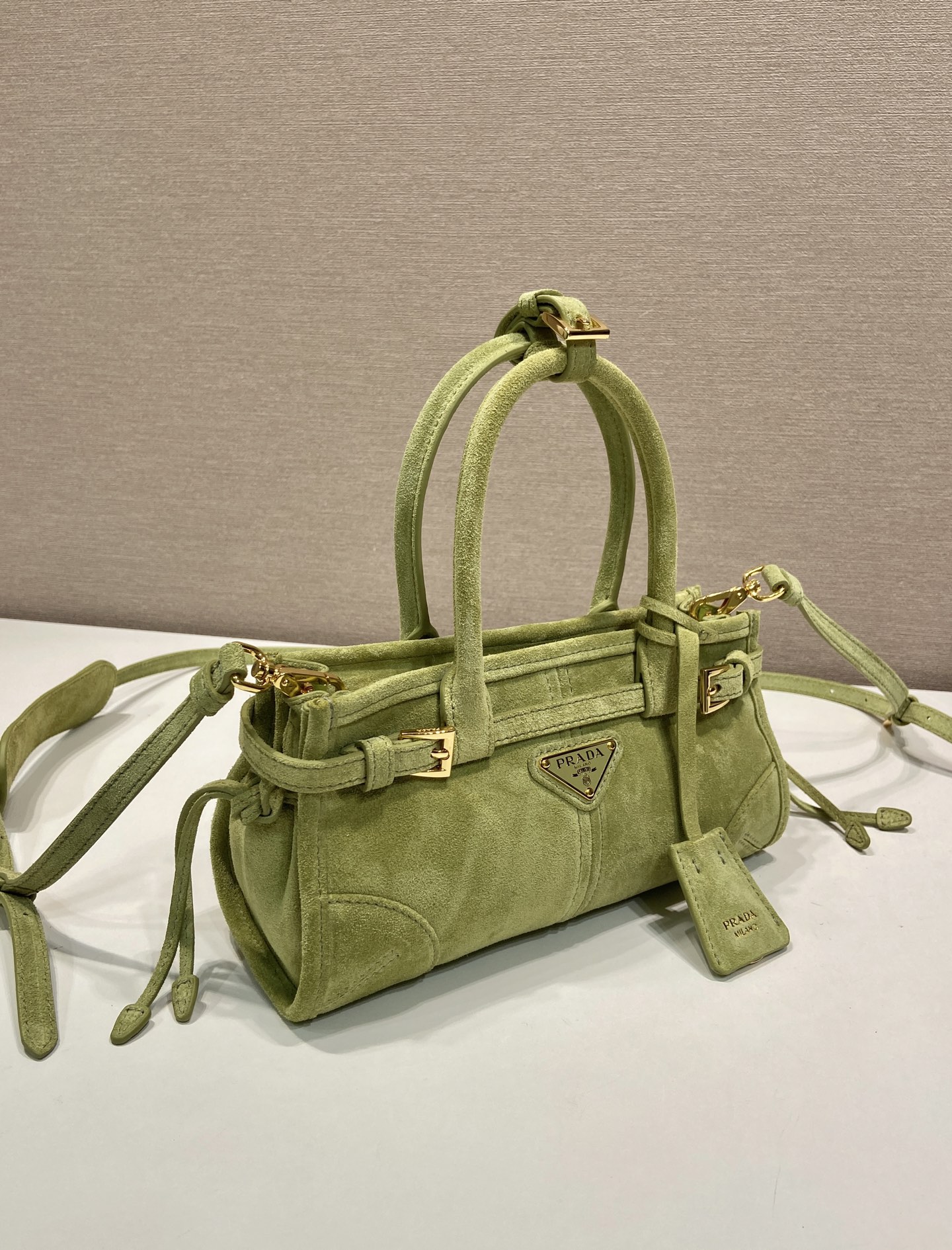 Pra*a Bonnie Suede Handbag-23.5*12*9CM