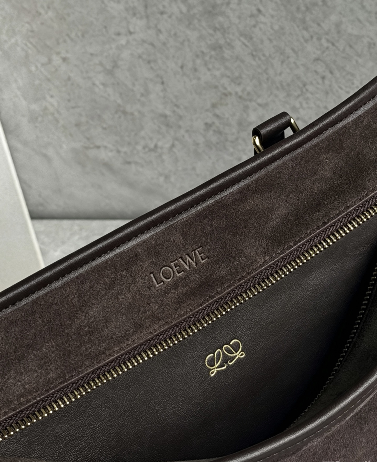 L0ew* Amazone Large Suede Top Handle Bag-34.5*27*14CM