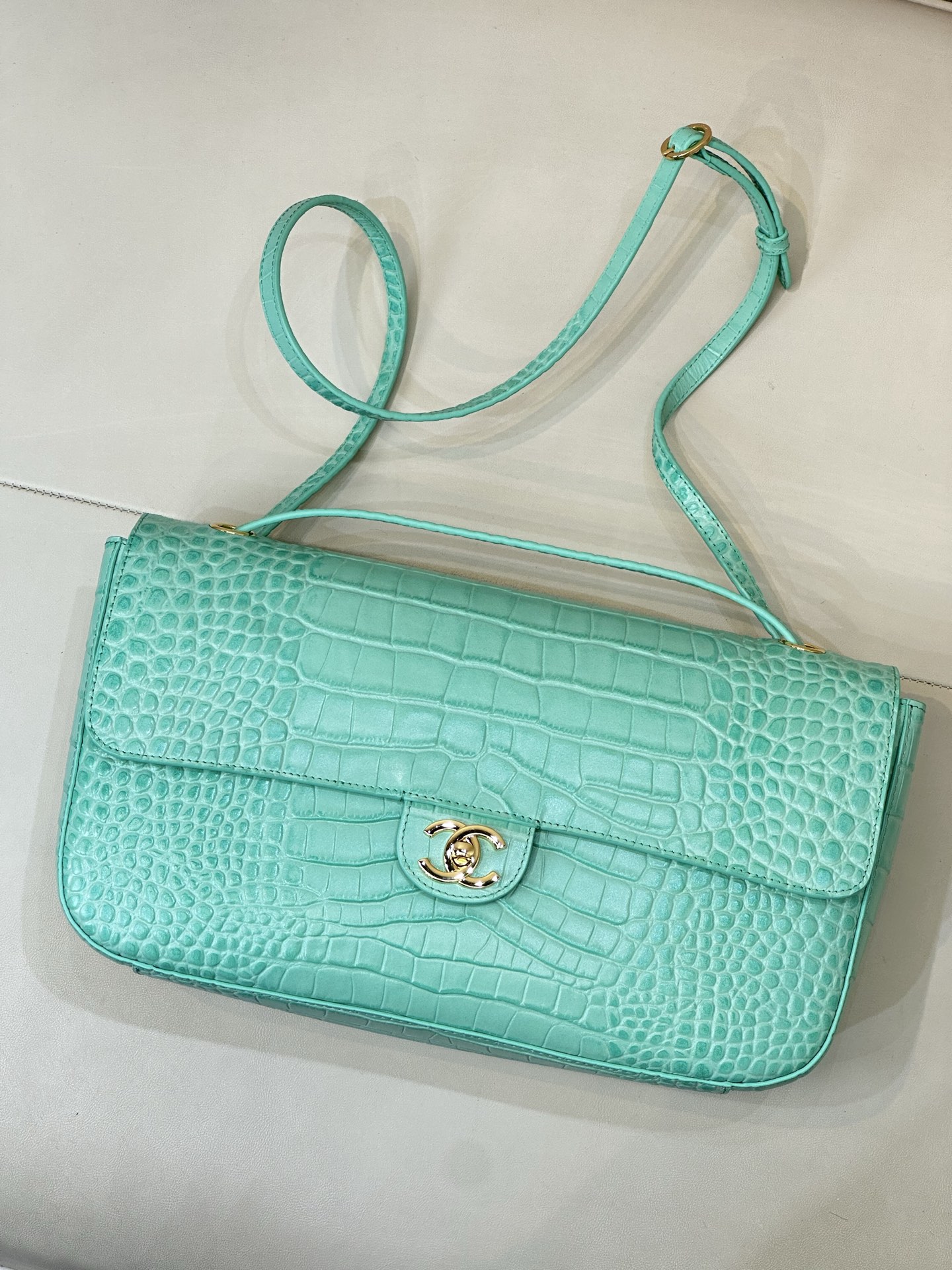 Cha*nel Seafoam Green Flap-32CM
