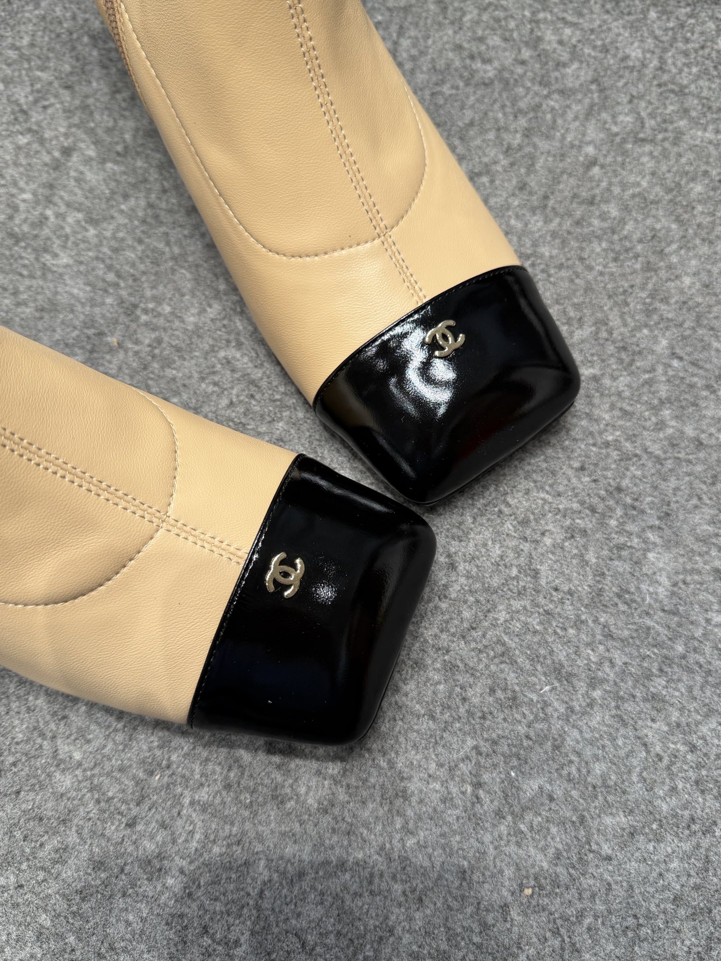 Ch@nel Stretch Lambskin Patent Boots
